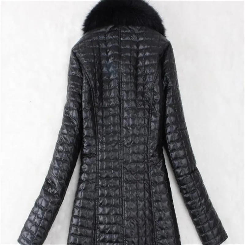 2023 Winter New Women Imitation Fur Coat Black Pu Jackets Outcoat Plus Cotton Pu Leather Long Outwear Casual Fashion Warm Top