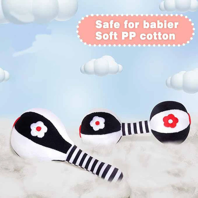 Soft Rattles For Baby Black And White High Contrast 0-3 Months Newborn Toys 0-6 Months Infant Toys