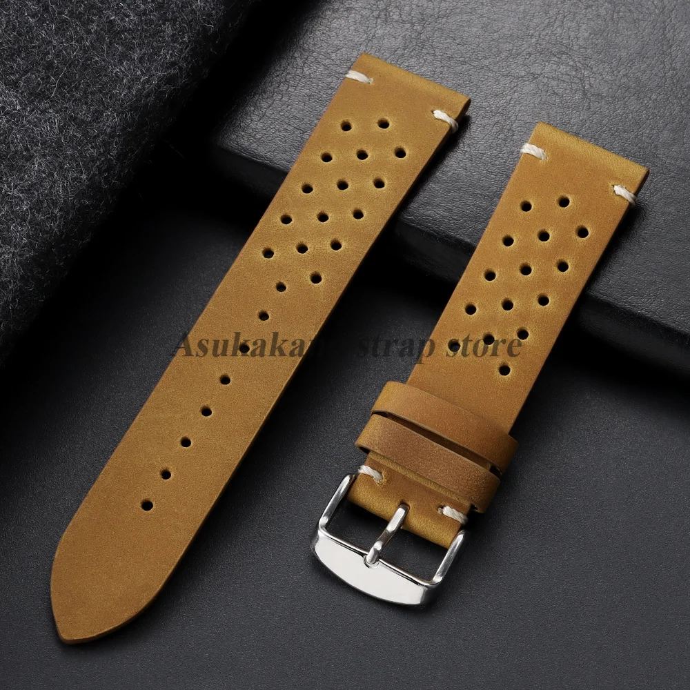Vintage Cowhide Leather Watch Strap - Black Brown Universal Watchband