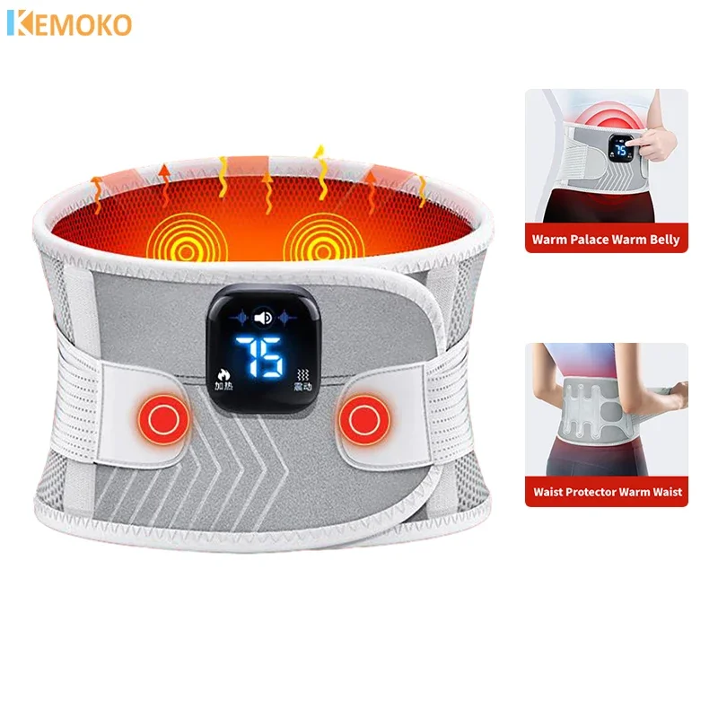 Waist Massager Electric Heating Belt Vibration Hot Compress Brace Therapy Physiotherapy Lumbar Back Support Brace Pain Relief far infrared heat therapy waist massager back belt herniated disc scoliosis back pain relief spine lumbar brace support massager