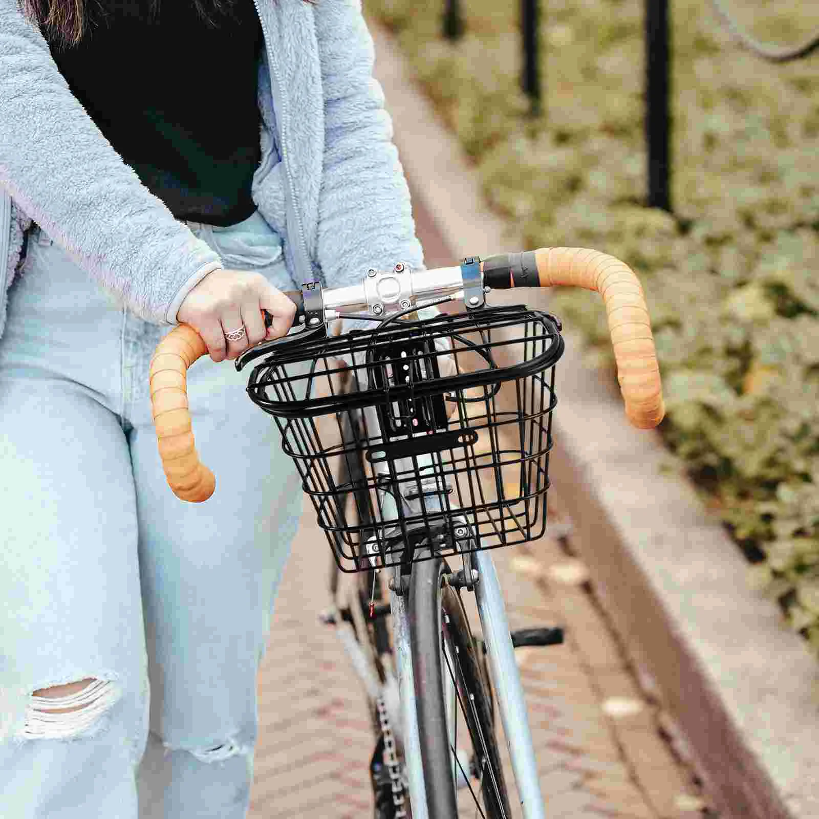 

Mountain Bike Basket Bicycle Folding with Lid Decorative Storage Corrosion Proof