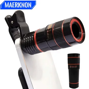 Telescopio universale per telefono Lente lunga 12x Telescopio per smartphone Obiettivo di messa a fuoco Mini obiettivo per telescopio monoculare portatile ad alto ingrandimento