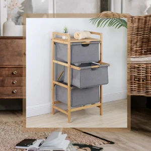  laundry hamper freestanding laundry basket laundry sorter bamboo storage shelf  