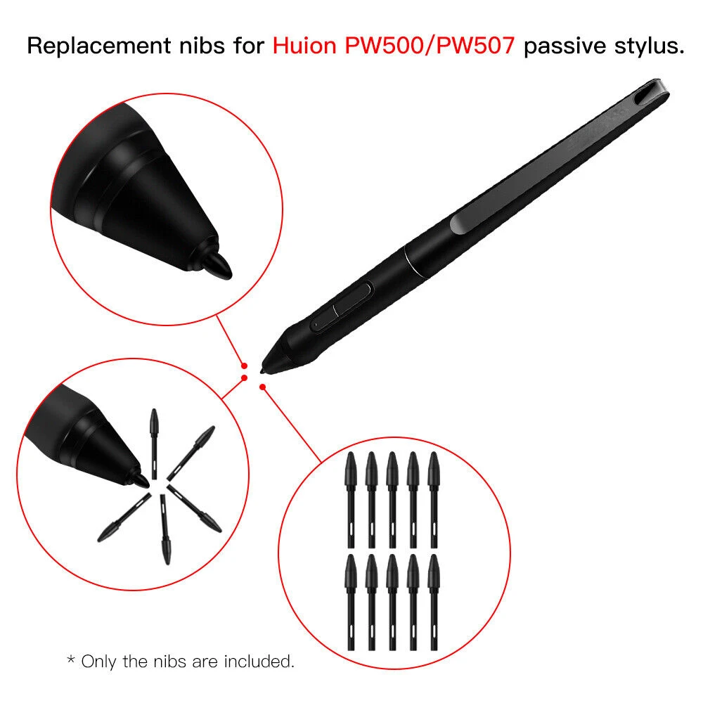 For HUION Pen Nib PN05 Replacement Nibs for Digital Pen PW500 PW507 Tablet Q620M HS611 For Kamvas Pro 16/12/13 Kamvas 20