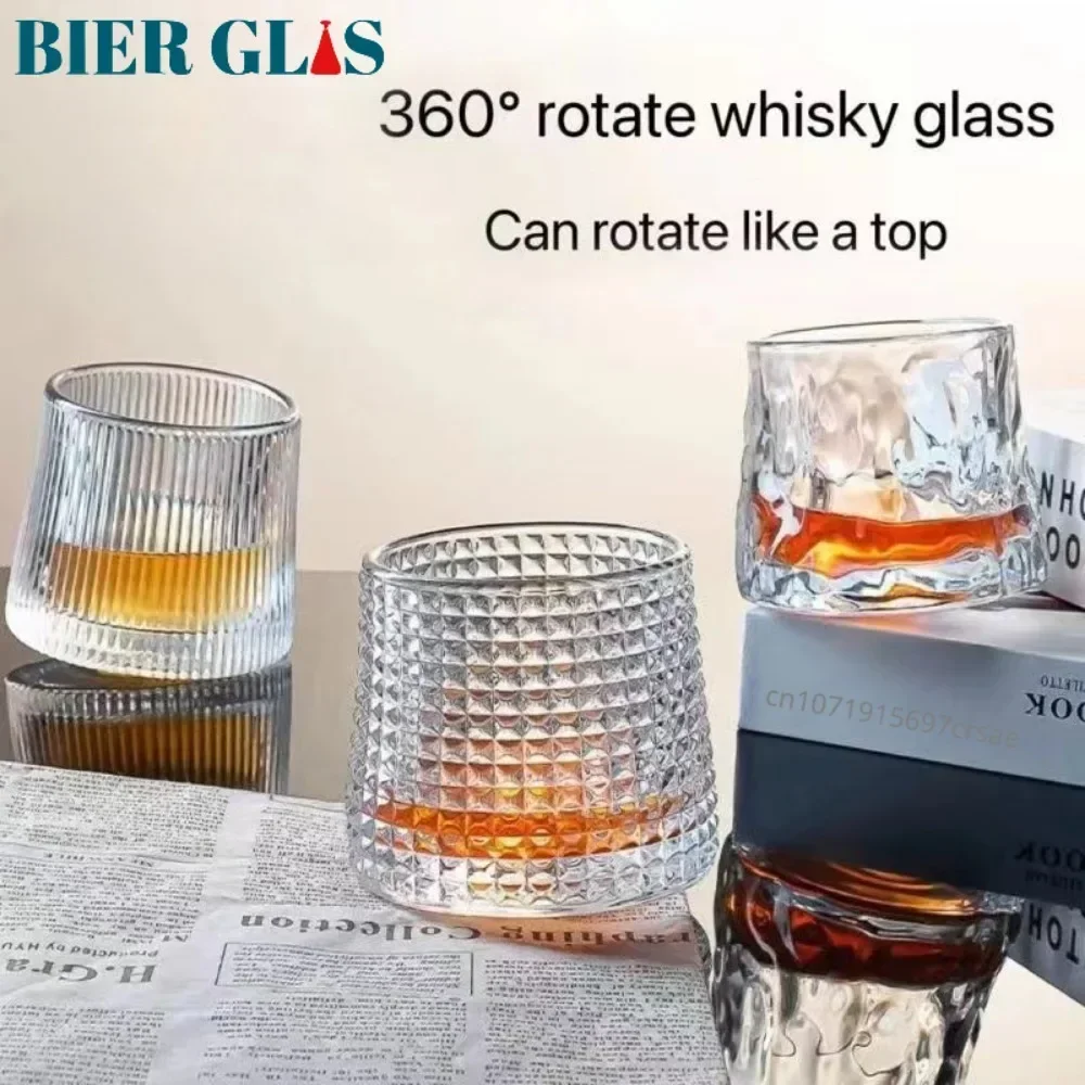 맥주잔 다양한 음용류를 담는 나무 배 손잡이 컵 11 회전 위스키 유리 텀블러 물컵 세트, 선물용 음주 용기, 바웨어 와인 캐비닛, 바 액세서리, 1 개, 2 개, 3 개