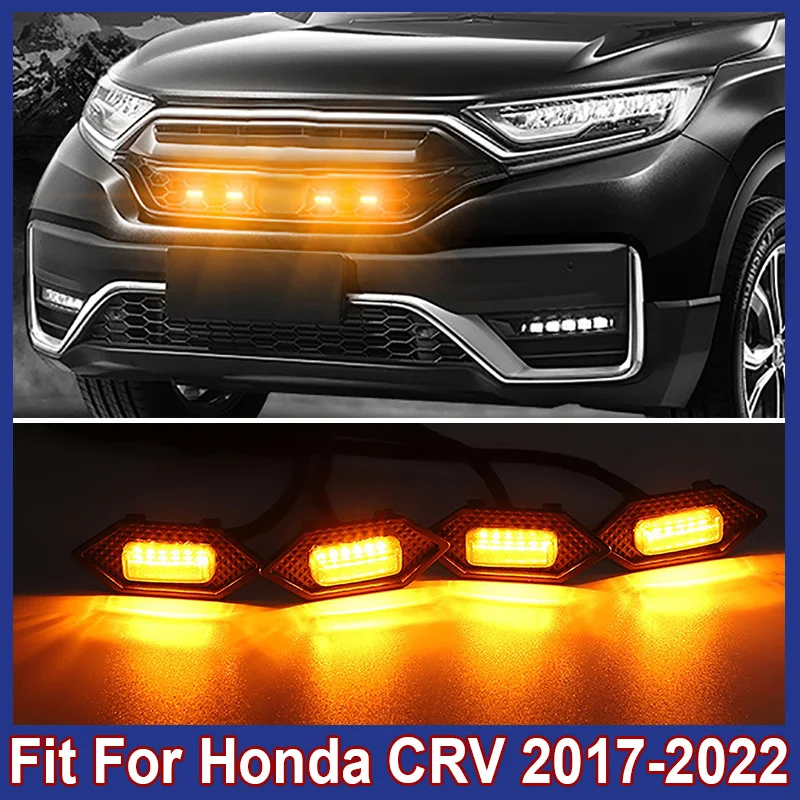 4pcs Led Light Car Accessories Front Grille Led Light Safety Warning