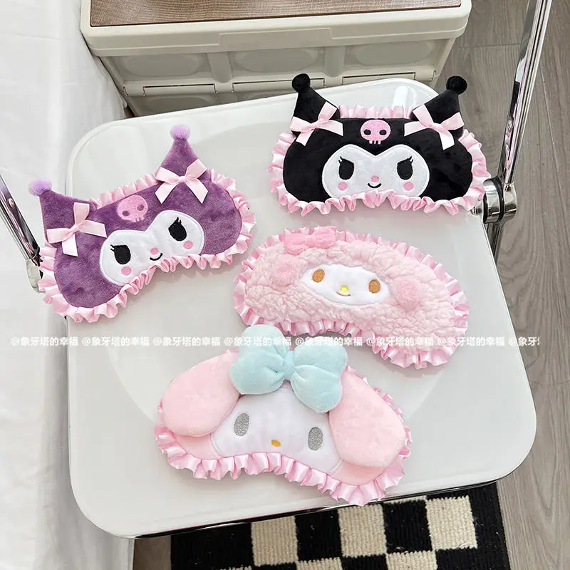 New Sanrio anime cartoon ruffled eye mask Japanese eye mask Kuromi My Melody Pochacco Cinnamoroll girl sleeping blindfold gift
