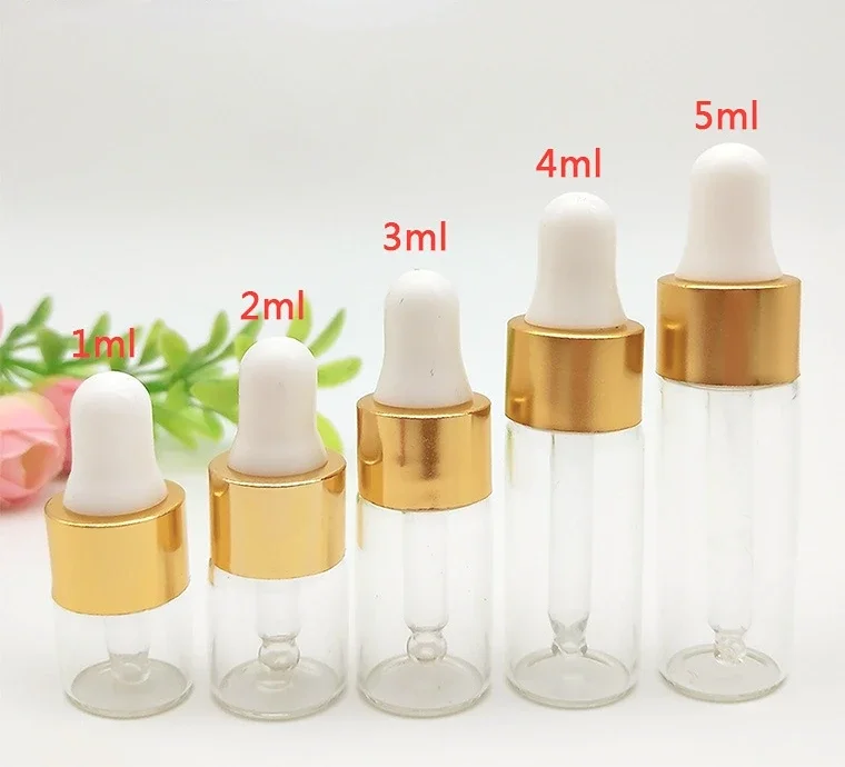 1-5ml Glass Dropper Bottle Clear Glass Bottles Empty Eye Dropper Bottles for Essential Cuticle Body Oils Tincture,50pcs,glass bottles,mini glass bottles