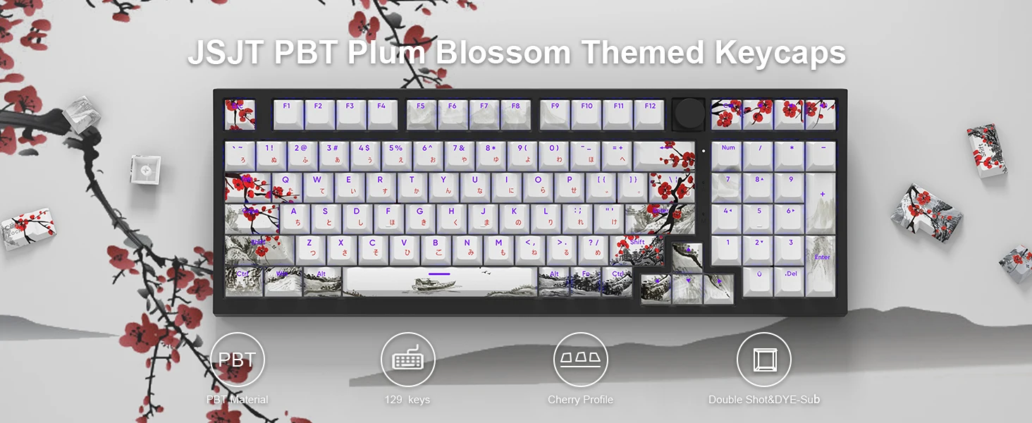 Plum Blossom, Dye Sub, Backlight Keycap para