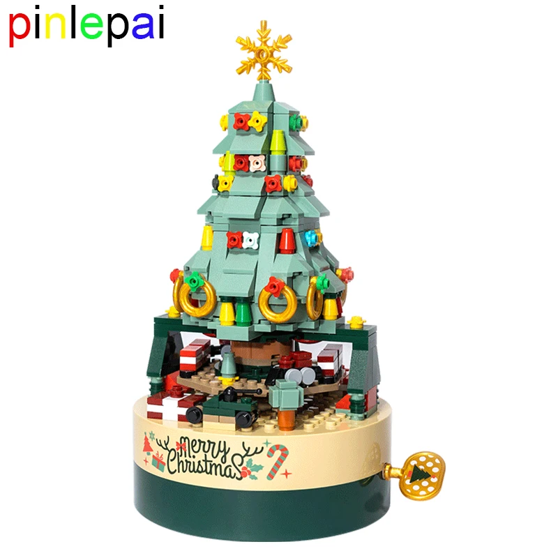 

Pinlepai Jaki Christmas Tree Music Box Bricks Building Block Toy Musical Blocks Decoration Brick Train Sets Toys For Children