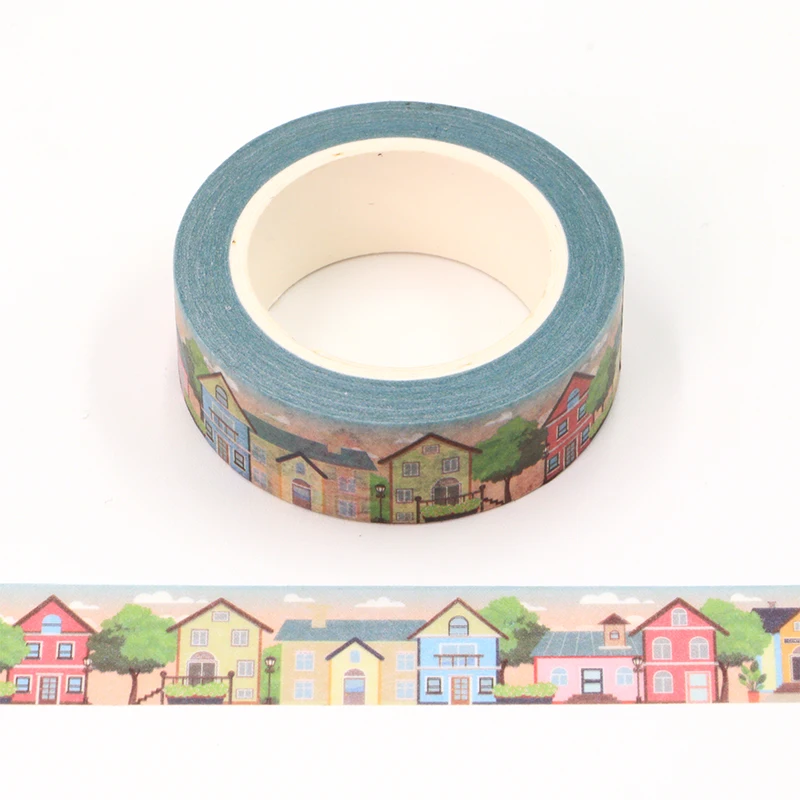 NEW 1PC Decorative Cute Cafe House Building Japanese Paper Washi Tape Craft Journal Adhesive Masking Tape Stationery 2