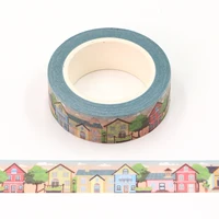 NEW 1PC Decorative Cute Cafe House Building Japanese Paper Washi Tape Craft Journal Adhesive Masking Tape Stationery 2