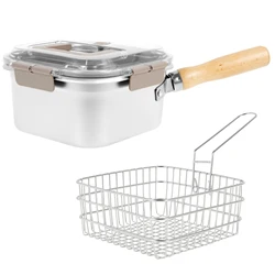 Stainless Steel Oil - Saving Deep Fryer Pot with Basket and Lid (Set 1)