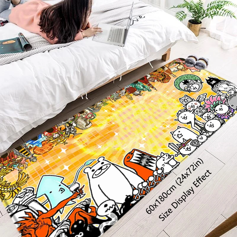 House Inside Fluffy Carpet Living Room Battle Cat Rugs Foot Carpets Entrance Doormat Floor Mats Non-slip Mat Home Kitchen Decor Floor Mat Non Slip Mat Door Mat Fun Doormat Carpet Mat