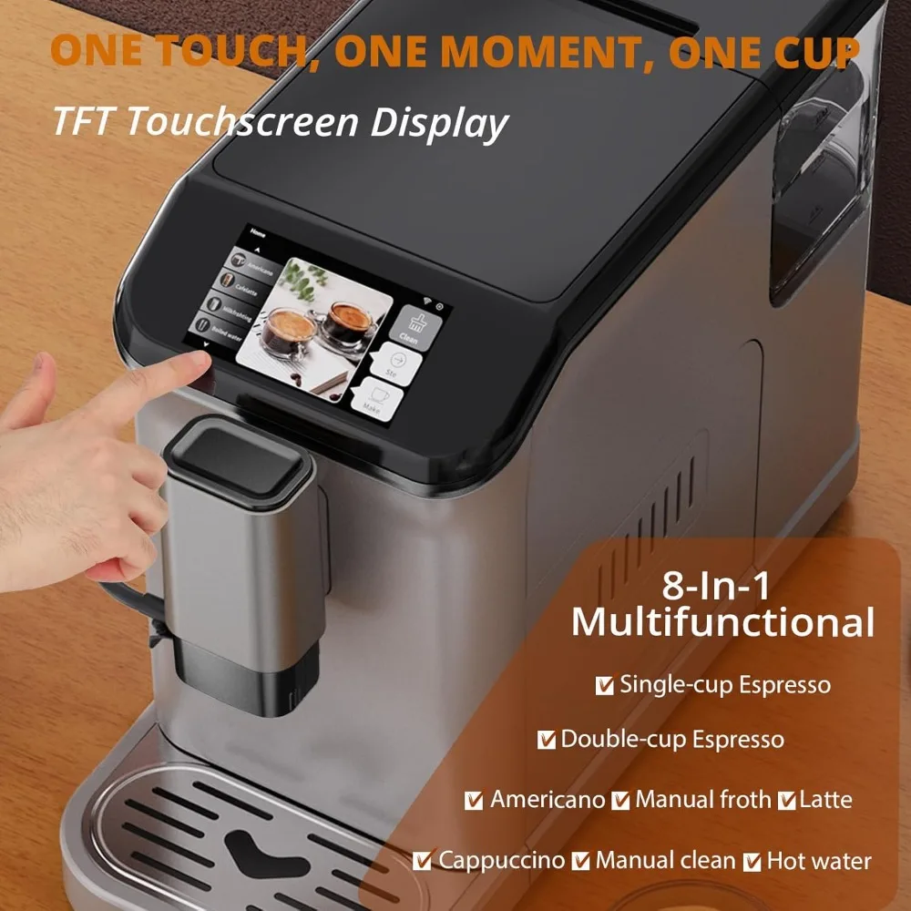 Automatic Espresso Machine, Coffee Machine with Grinder, Espresso Maker with Automatic Milk Frother, 20 Bar Latte Machine 2