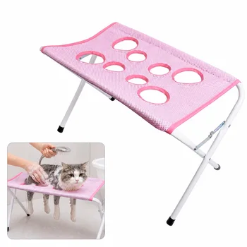 Supporto pieghevole per amaca per toelettatura animali, supporto per bagno cani e gatti, rete ad asciugatura rapida per taglio unghie, per animali di piccola e media taglia.