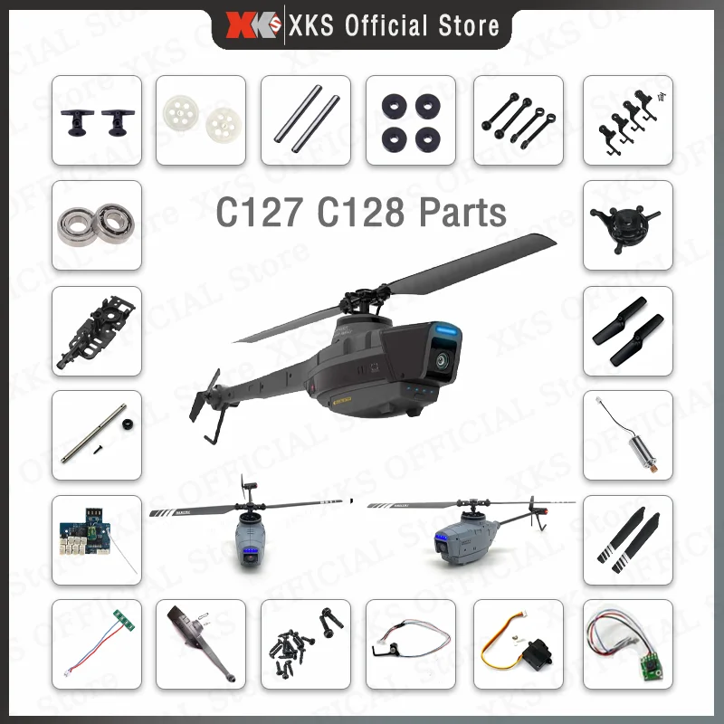 C128 C127 RC Helicopter Accessories Servo Blade Body Shell Rotor Head Receiver Transmission