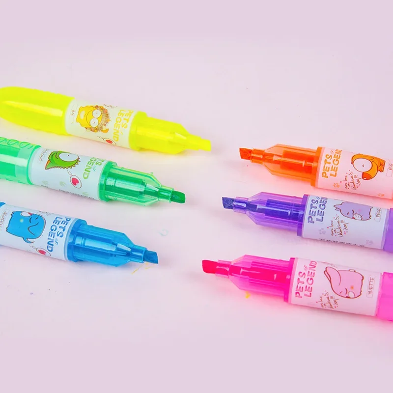 24PCS 휴대용 형광펜 귀여운 미니 DIY 펜 학생 컬러 Marke 편지지