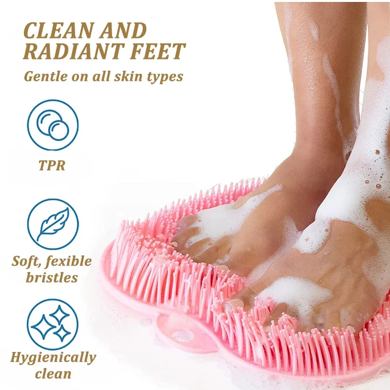 Silicone Rub Back Brush Bathroom Non-slip Wash Foot Pad Massage Shower Mat with Sucker Bath Massage Foot Exfoliating Brush Pad 5