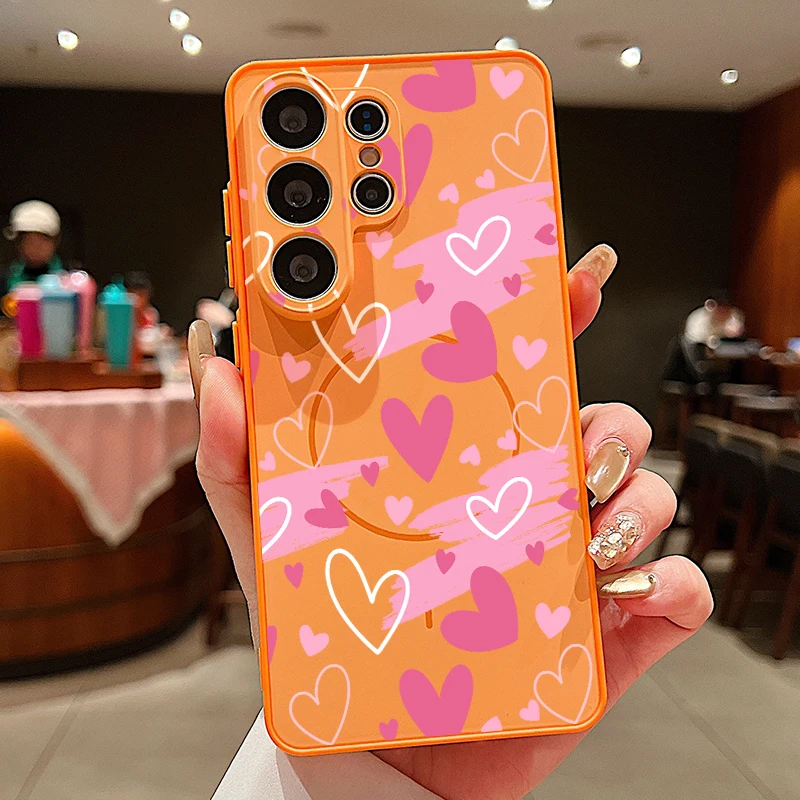 Love Heart Printed Magnetic Phone Case Cover