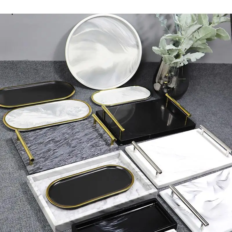 

1pc Nordic Natural Marble Tray Square Shampoo Shower Gel Cosmetic Tray Holder Restroom Desktop Wash Organizer Bathroom Storage