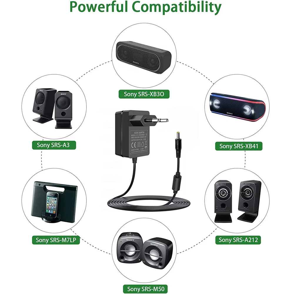 Adaptador de Alimentação para Sony Ac-e0530 Srs-xb30 Srs-xb41 Rdp-m5ip Rdp-m7ip Srs-a1 Srs-a212 Srs-a3 Srs-m50 M55 k 5v 3a Wireless - Image 2