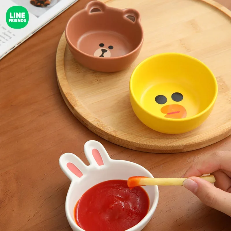

LINE FRIENDS Original Brown Bear Anime Ceramic Seasoning Dish Multifunctional Cartoon Sauce Soy Vinegar Plate Kitchen Tableware