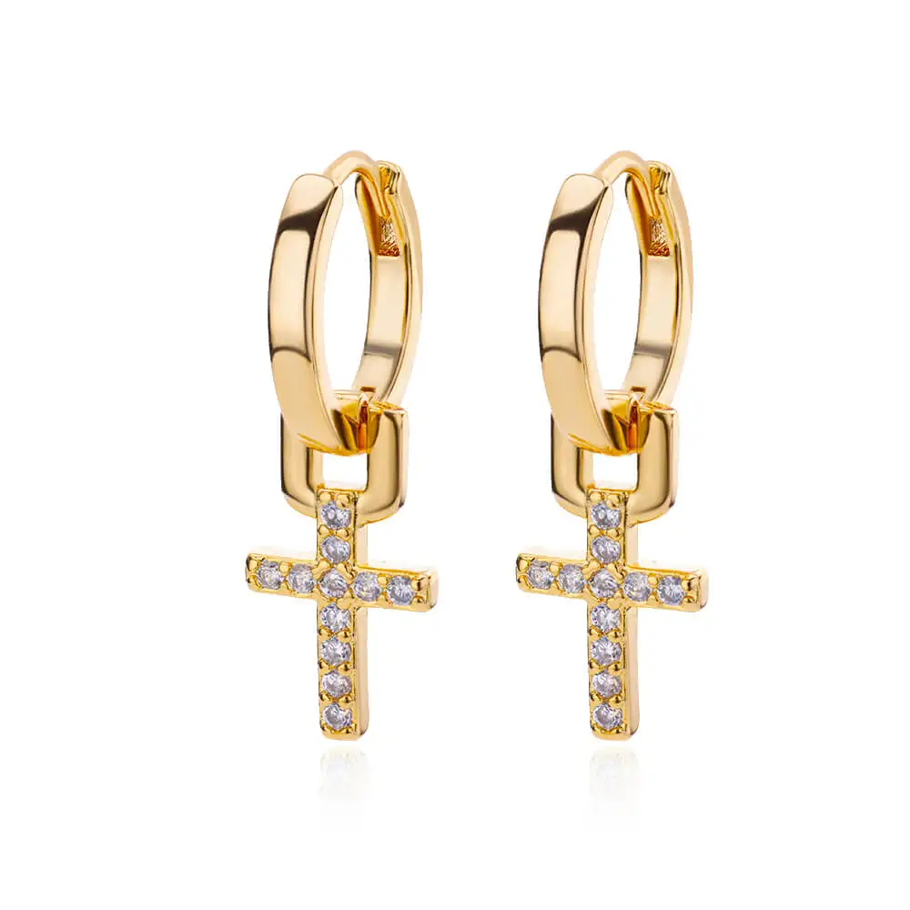 Zunderes-Boucles d'oreilles pendantes croix pour femmes et filles, acier inoxydable, bijoux esthétiques, couple, mariage, tendance, 2024