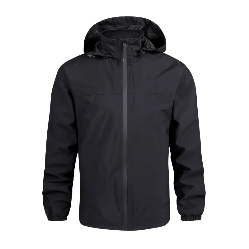 Autumn Waterproof Jacket Men's Casual All-match Solid Color Detachable Hooded Coat Outdoor Sports Fishing Windbreaker New