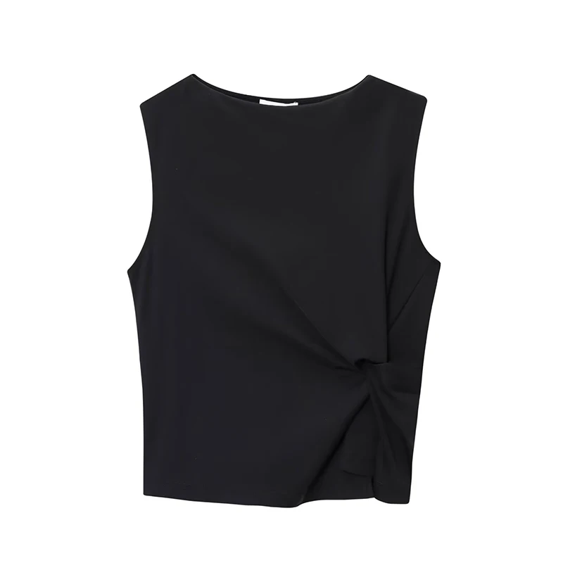 2025 Casual Chic Women Tank Top Boat Neck Sleeveless Short Tops New Fashion Spring Summer Versatile Commuter Top