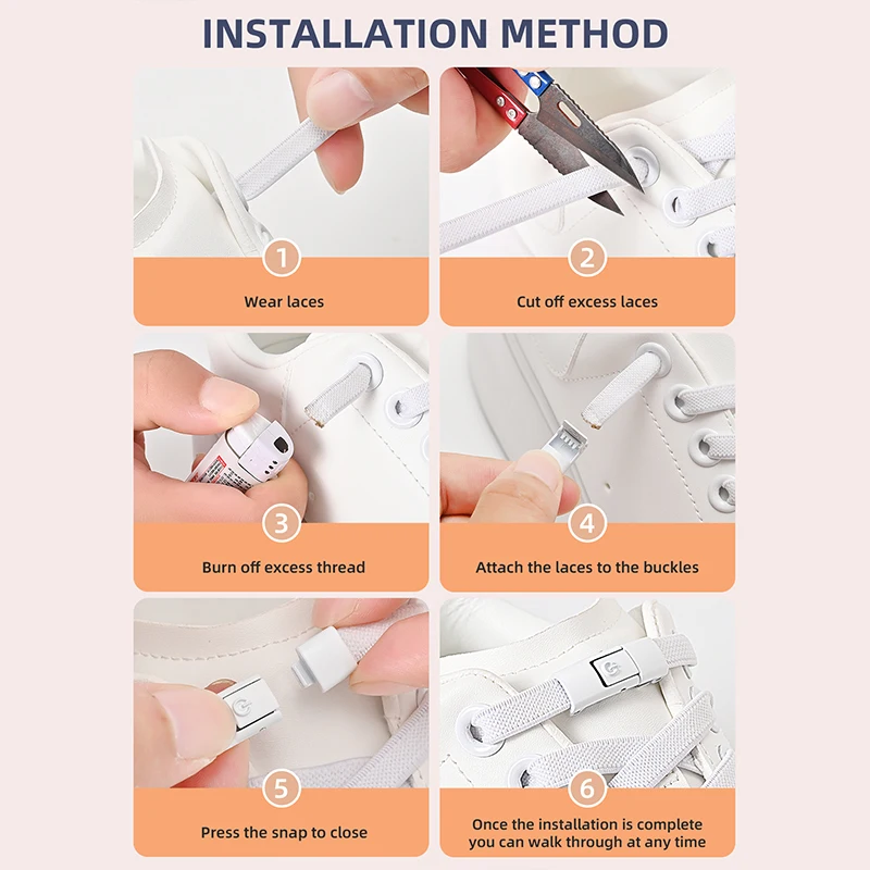 8mm No Tie Shoe Laces Press Lock Shoelaces Without Ties Elastic Laces Sneaker Kids Adult Widened Flat Shoelace for Shoes