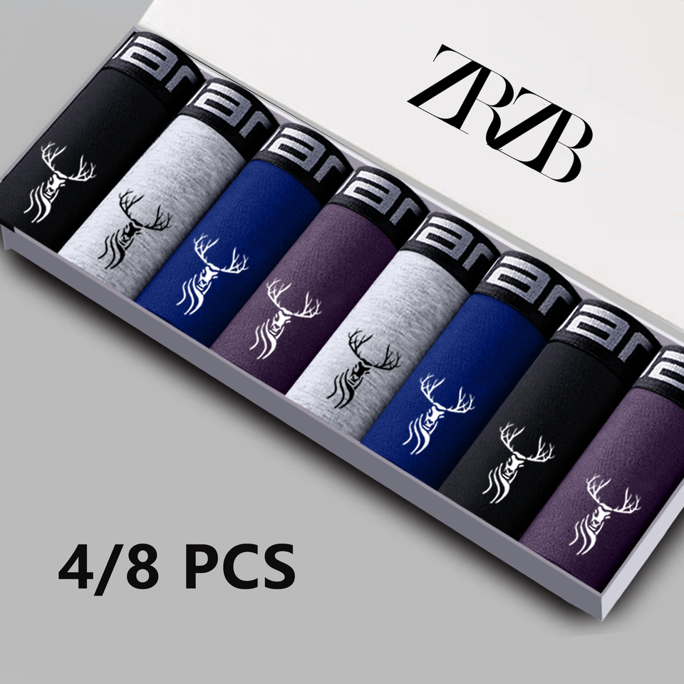 4/8 pcs set Men's Underwear Sexy Boxer Print Men Boxer Shorts Men's panties New Style Boys Flat Corner Panties
