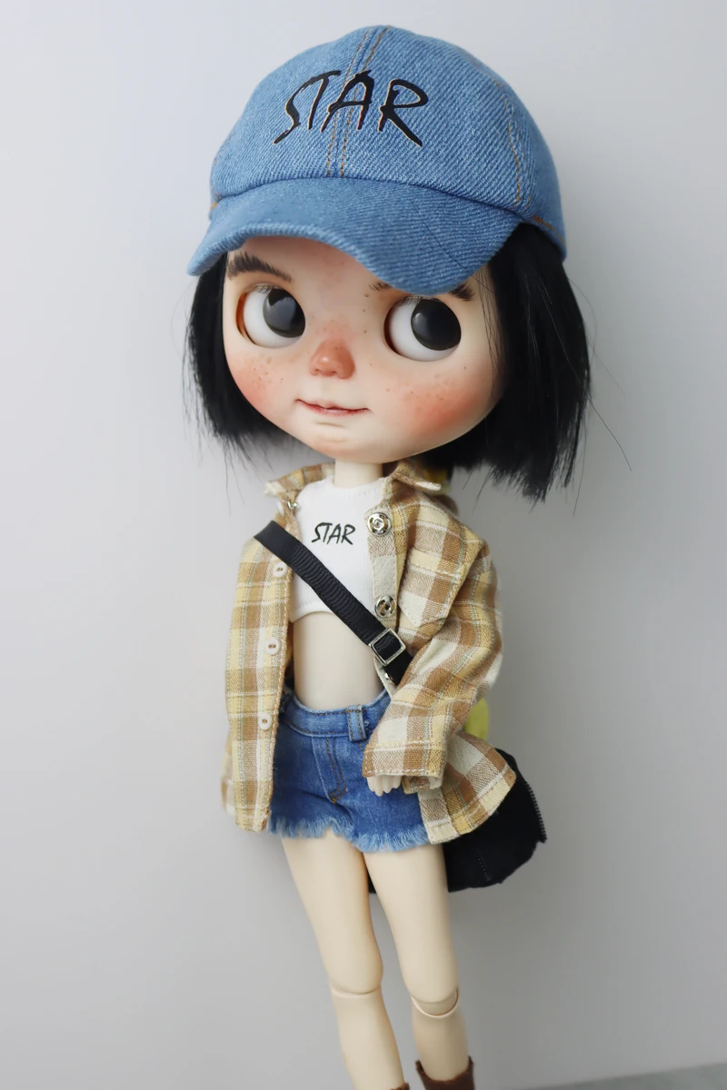 For Blythe Doll Jeans Coat for Ob24 Ob22 Azone Dolls Clothes Denim Jacket