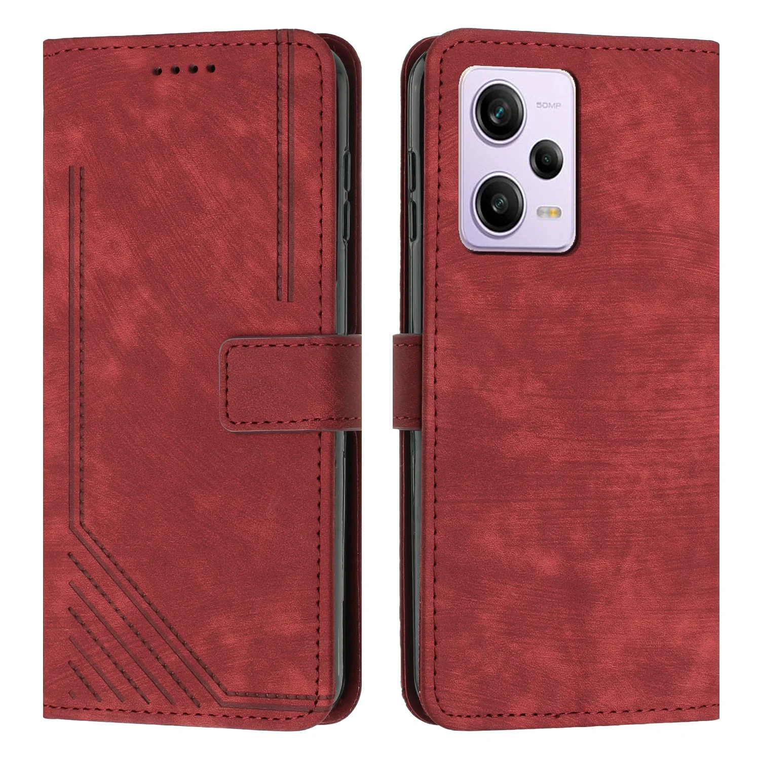 Geometric Line Art Leather Wallet Case with Card Holder