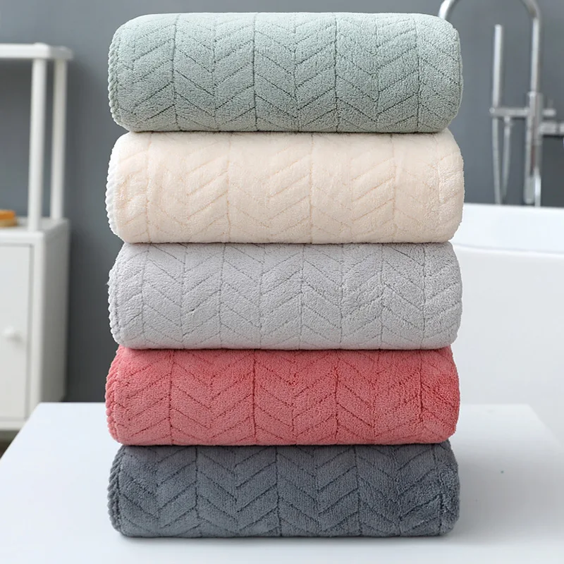 Thickened Coral velvet bath towel increases water absorption adult bath towel solid colordark grey soft affinity face towel 4