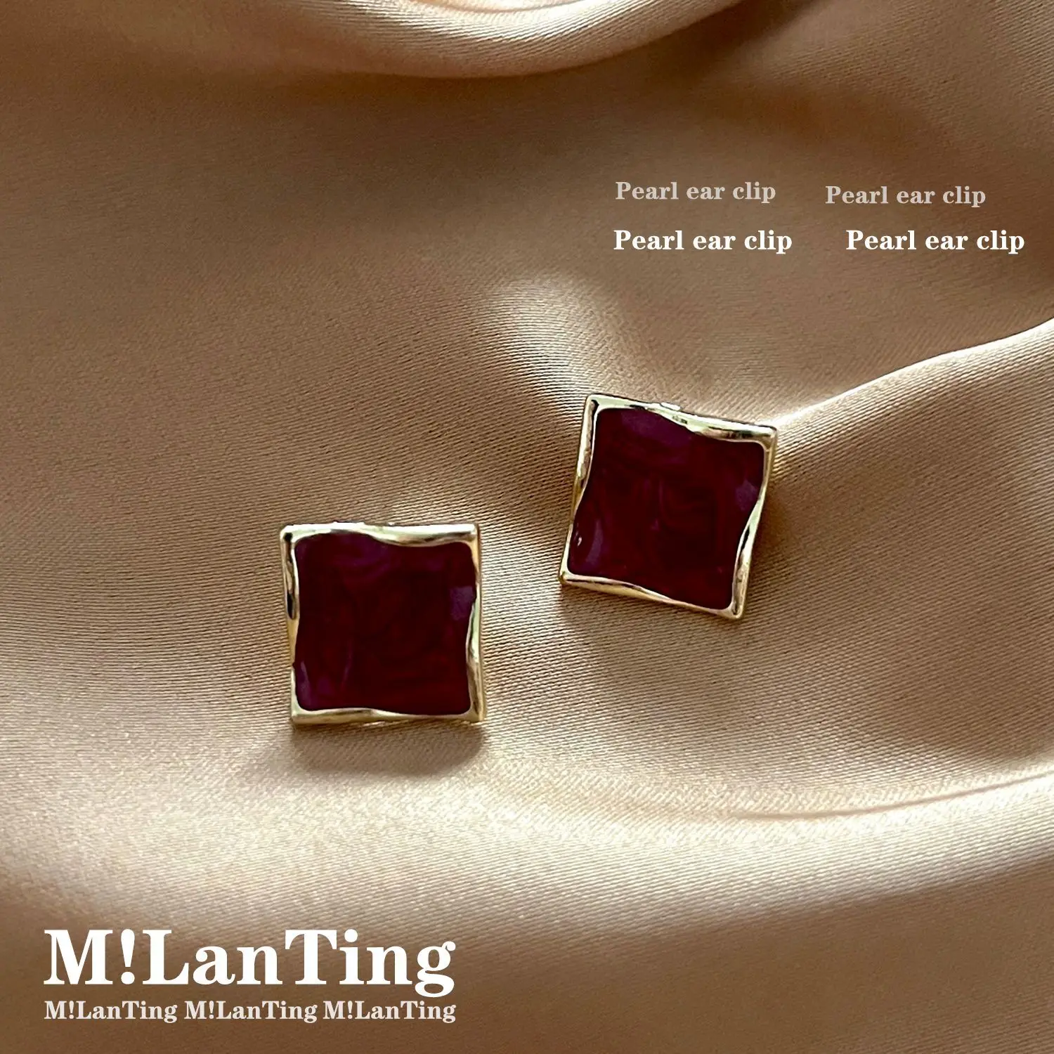 Ear Clip Earrings Clip Earrings Ear Clip Ear Accessories Vintage Red Women's Fashion High-grade Light Luxury