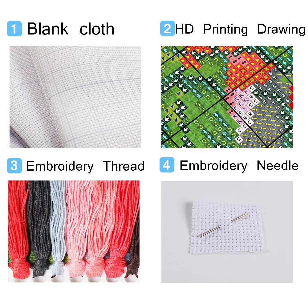DIY Cross Stitch Sunflowers Cotton Thread Painting Embroidery Kits 14CT Home Decoration