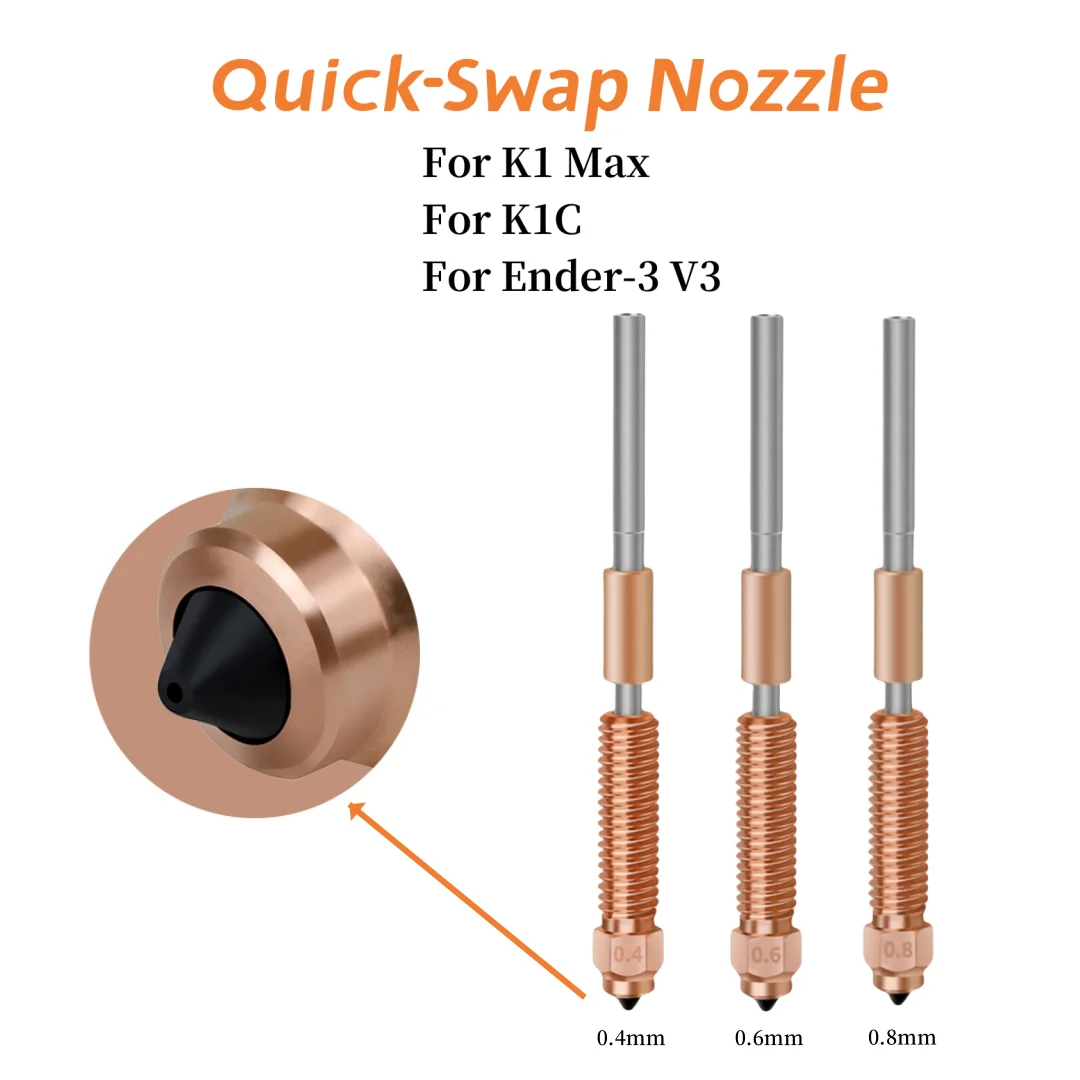 Per Ugello Creality Quick-Swap 0.4/0.6/0.8Mm Per K1 Max K1C Ender-3 V3 Ugello In Acciaio Temprato Stampa Ad Alta Velocità Aggiornata