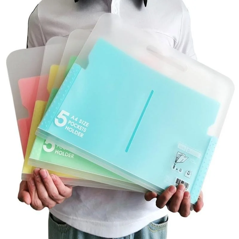 Portable Organ Bag Document Bag File Folder Expanding Wallet 5 Grid A4 Organizer Paper Holder Office School Supplies Gift