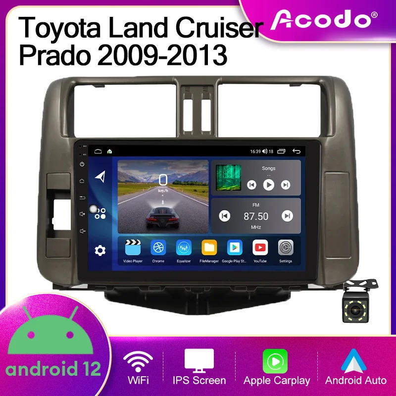 

Acodo 9''Android12 Car Radio Player For Toyota Land Cruiser Prado 2009-2013 GPS Wifi BT FM IPS Screen CarplayAuto Youtube Stereo