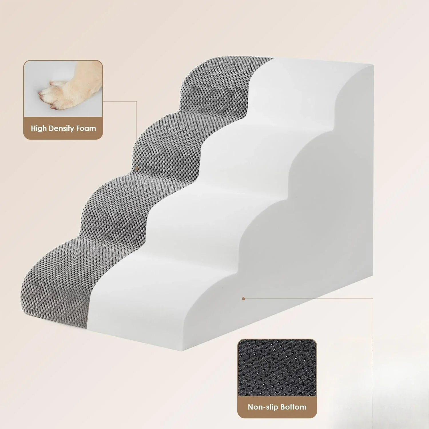 Curved Pet Stairs Ramp for Small Dogs & Cats – Non-Slip High Bed Steps 3