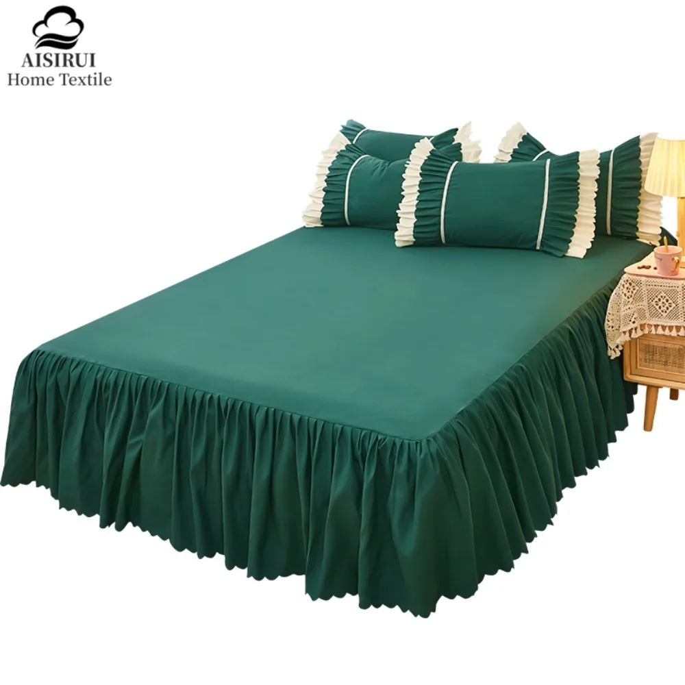 

1PC Bed Skirts Princess Style Bedspread Cover with Skirt US Euro Bed Linen Smooth Twin Full Queen King Size Bed Sheet Home Decor
