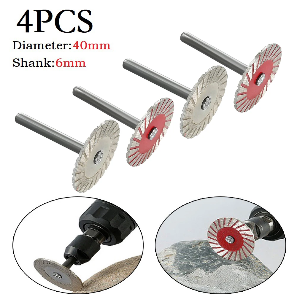 

4PCS 6mm Shank Circular Saw Blades Wood Metal Stone Cutting Blade Discs With Mandrel Rotary Diamond Turbo Disc Granite Marble