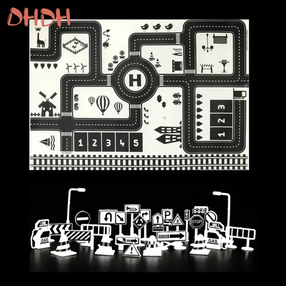 Waterproof Baby Play Mat City Traffic Road Map Mat Carpet City Car Parking Lot Roadmap Traffic Signs Baby Climbing Playing baby play mat play mat