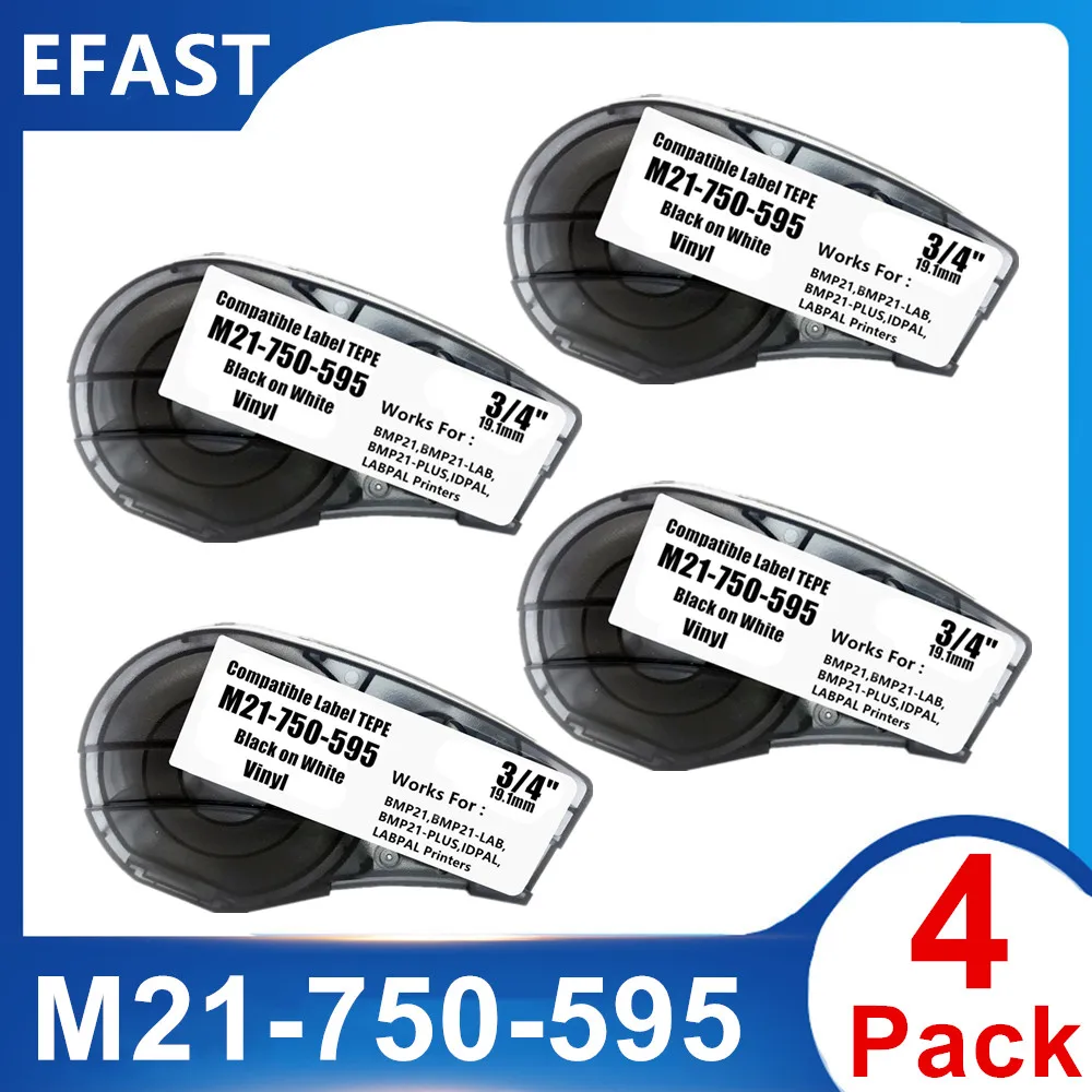 

1~4PK New M21 750 595 Vinyl Label TAPE Ribbon Cartridge For BMP21-PLUS,BMP21-LAB Printer Labeler Electric Power Cable