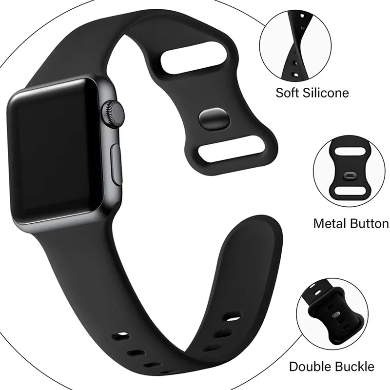 Фото Ремешок силиконовый для Apple Watch Band 44 мм 49 мм 45 мм 41 мм 40 мм 42 мм 38 мм 40 мм, спортивный браслет для iwatch series ultra 2 9 7 se 6 8 5 №2