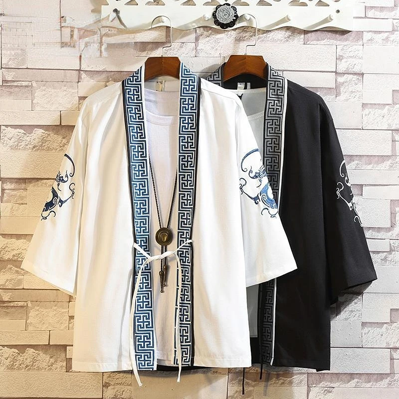 

Chinese Men's Hanfu Japanese Kimono Cardigan Jacket Ancient Style Ukiyoe Ancient Costume Robe Cape