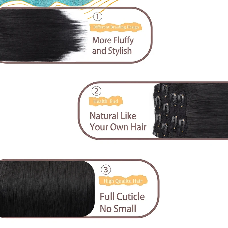 LUPU Clip In Hair Extensions Hair Extensions Thick Long Lace Weft Lightweight Synthetic Hairpieces For Women