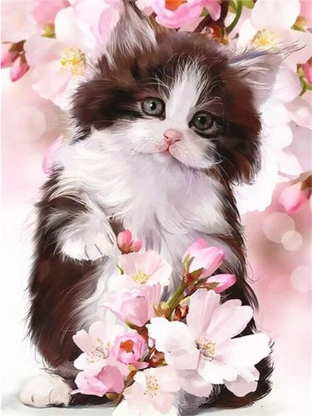 thumbnail image 1 of Evershine - Kit de bordado de diamantes con diseño de gato 5D, para manualidades, con diseño completo de animales, para punto de cruz, diseño de mosaico de diamantes de imitación, para decoración del, 1 of 5