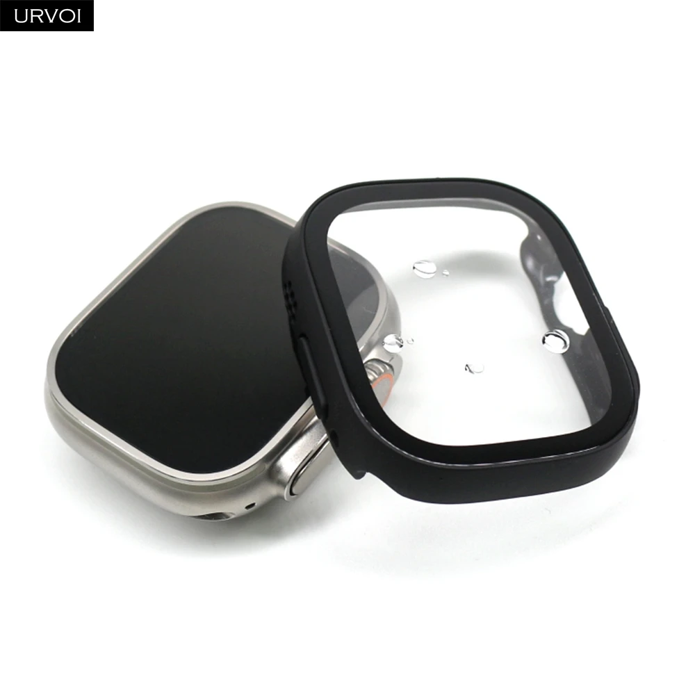 Watch Accessories, Apple Watch Screen Protector Case, PC+Tempered Glass Cover for Apple Watch ultra 1 2